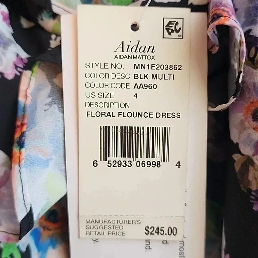 Aidan Mattox Floral Flounce High/Low Maxi Dress size 4 NWT Formal Wedding Guest - Picture 12 of 16